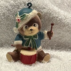 Vintage Teddy‎ Bear Santa Drummer Boy Christmas Ornament